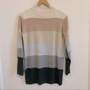Marks & Spencer M&S Tan and Gray Striped Long Sleeve Sweater